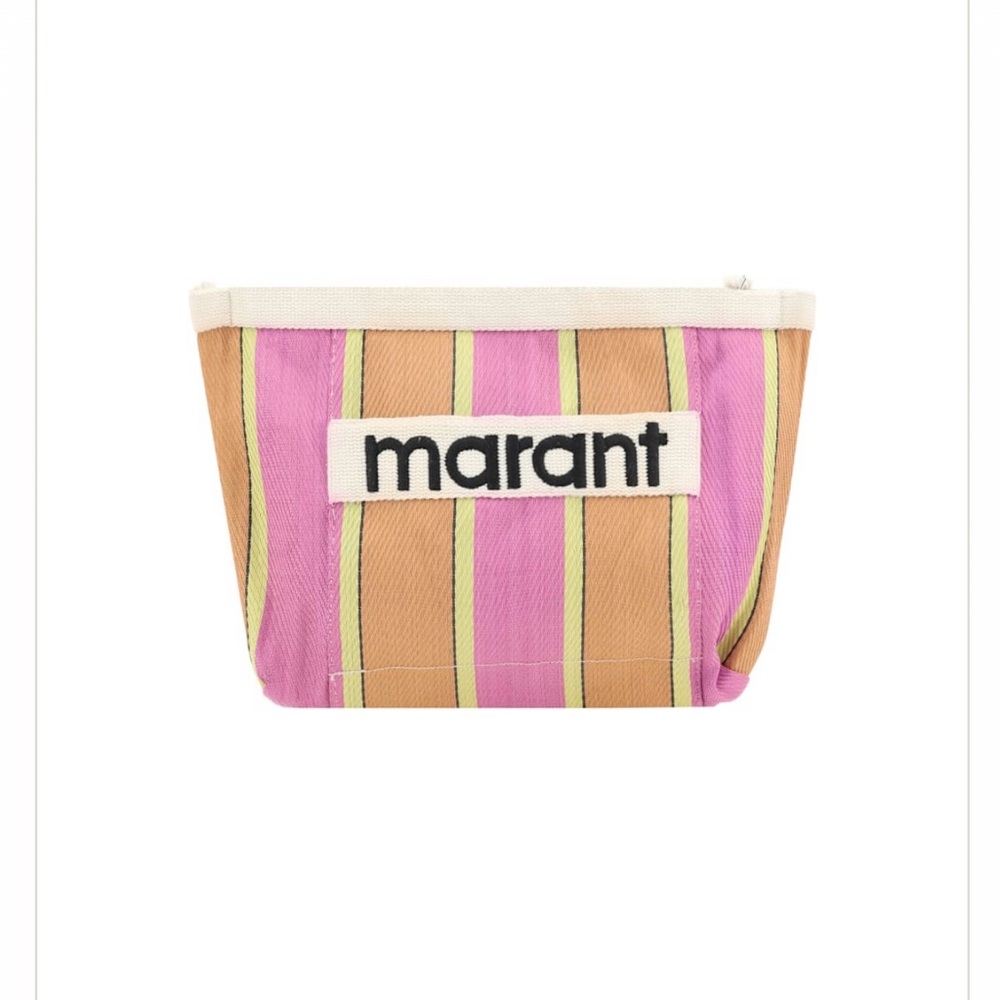 NWT Isabel Marant Powden Pouch Vibrant Pink and Orange Striped Pouch